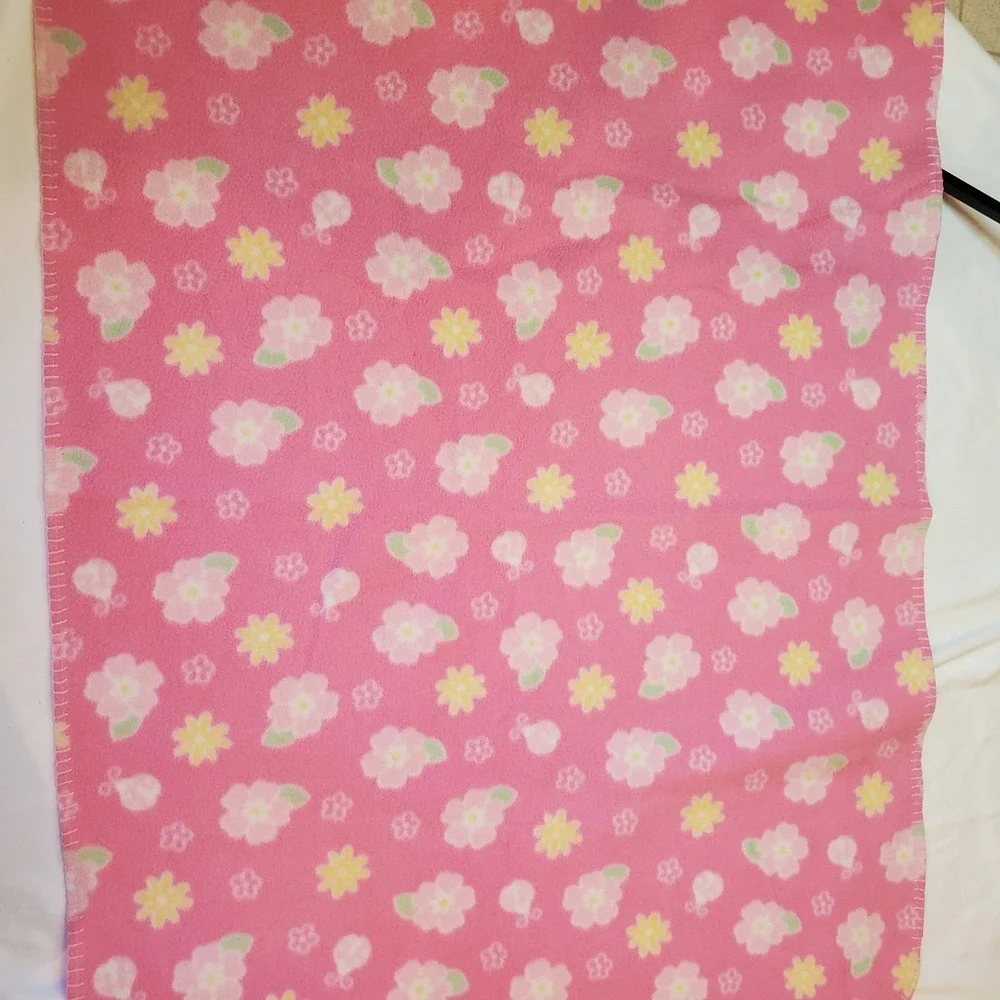 Parent's Choice‎ Fleece Baby Girl Baby Security Blanket Pink Floral  Ladybug